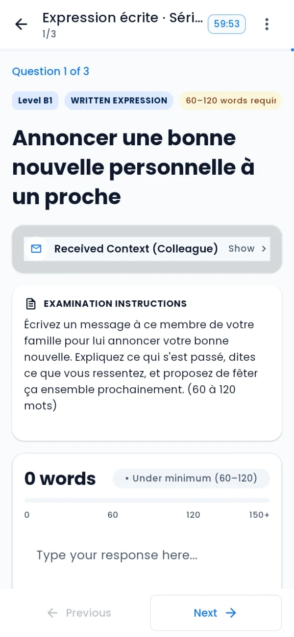 Exampia mobile app screen – Use feedback to improve
